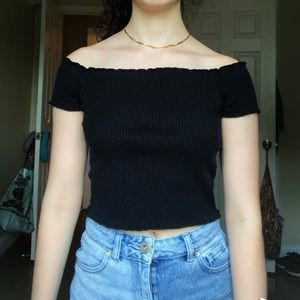 Black off the shoulder crop top